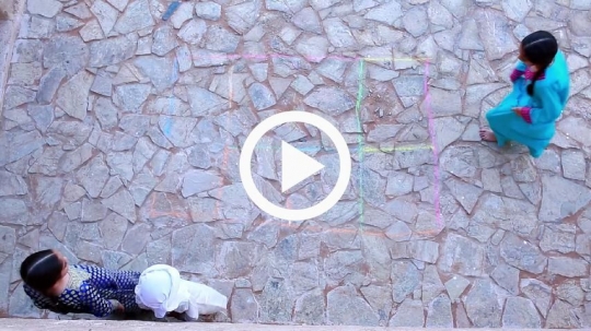 Top view of kids playing outside