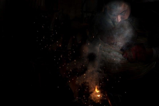 Palestinian Worker at Construction Site