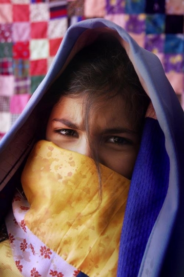 girl with covered face