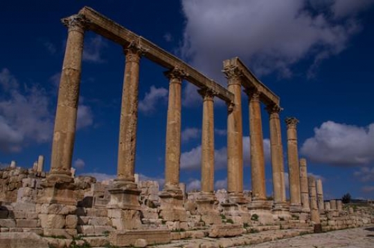 columns at the roman ruins in jerash,jordan