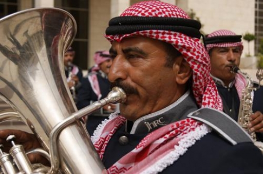 trumpet player in a military band