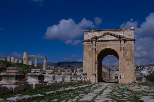 ruins of the greco-roman city of jerash at jordan