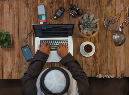 Top view of a workaholic