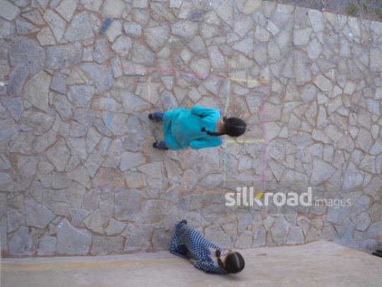 Sisters playing outside|-