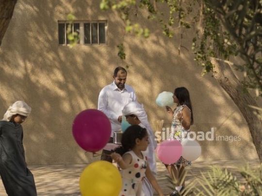 Arab family celebrating Eid together|-