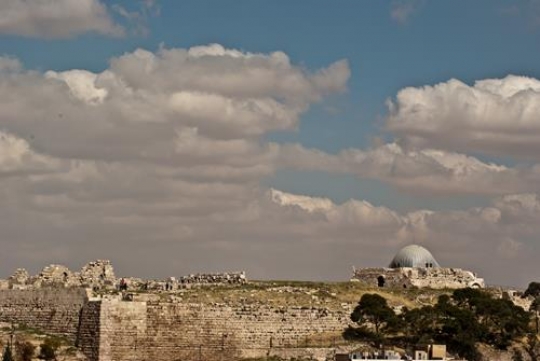 the umayyad palace in the citadel in amman,Jordan