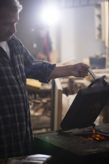 European man working at the workshop