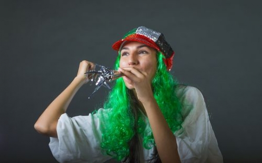 Young Arab girl excited celebrating the UAE National Day