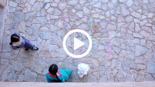 Top view of children playing
