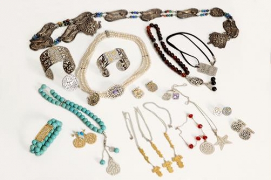 -large collection of accessories isolated on white background