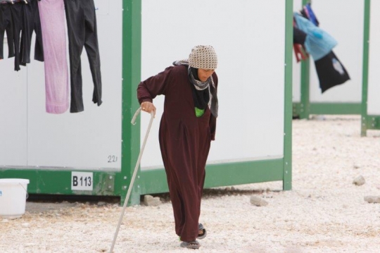 old women with Walking stick  