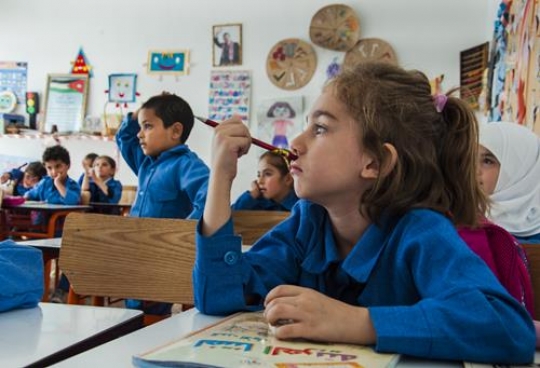 jordanian schoolchildren during lesson in classroom