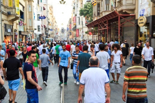 crowded market with people 