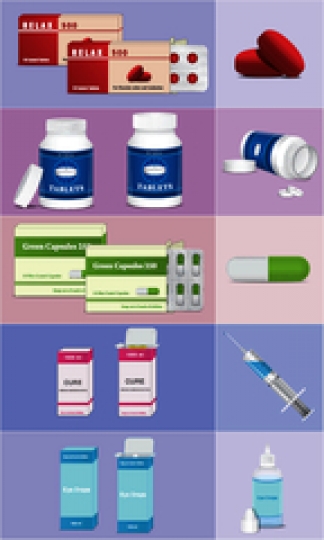 medicine packaging box with syringe and medical ampoules