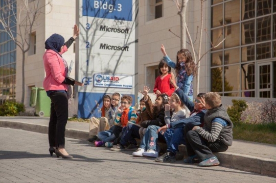 Kids and Teachers at Business Park