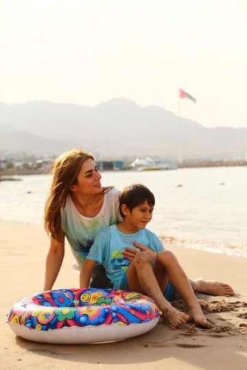 Mom and Son by the Beach