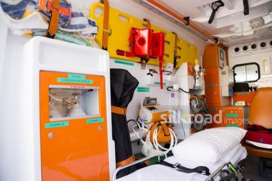 Medical Equipment in an Ambulance Car|-