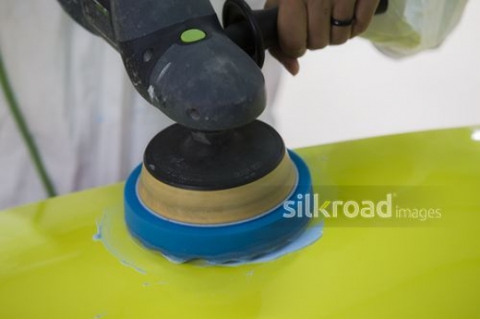 Machine Waxing the Yellow Car|-