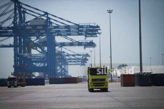 Yellow Truck Parked|-