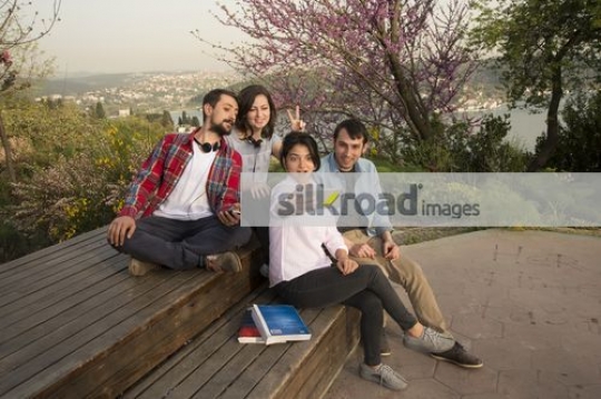 European students taking a selfie together|