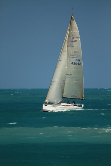 sailing boat in a rough sea