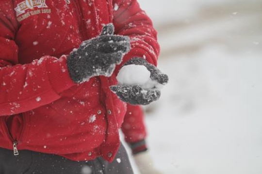 Fresh snow cover, at winter in Palestine, everbody happy and outside and play in the snow