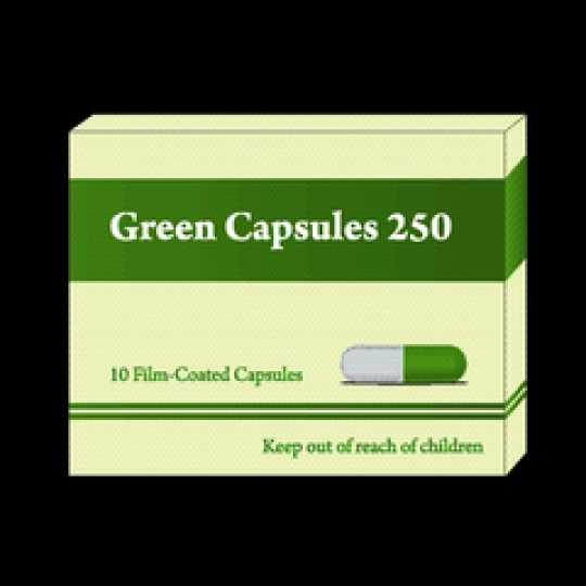 package of capsules isolated on black background