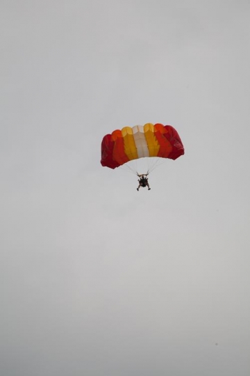 parachute landing from the sky