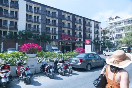 in front a hotel